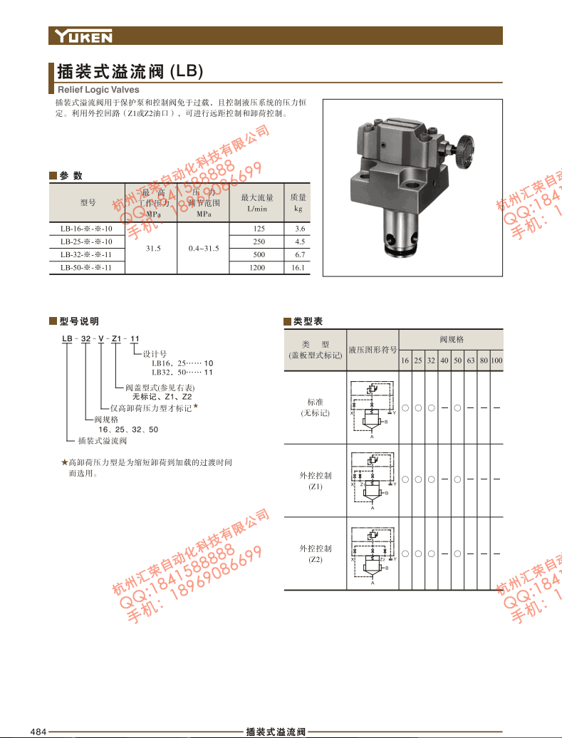 LB-16-V-Z1-10日本油研插装式溢流阀