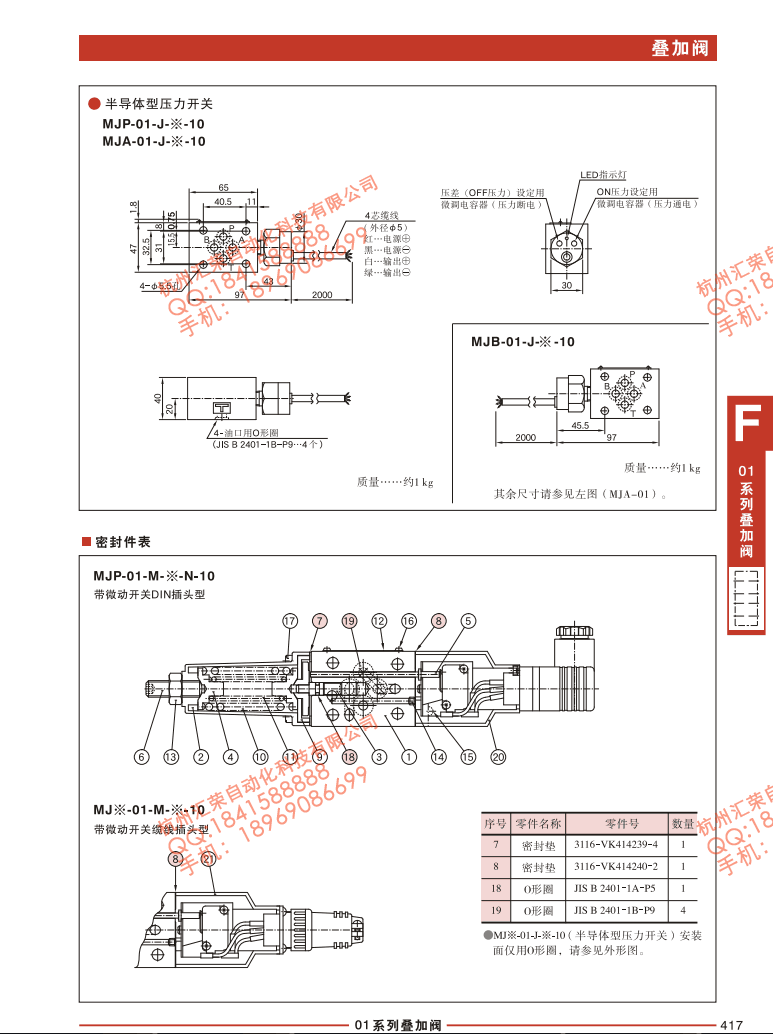 叠加式压力开关阀