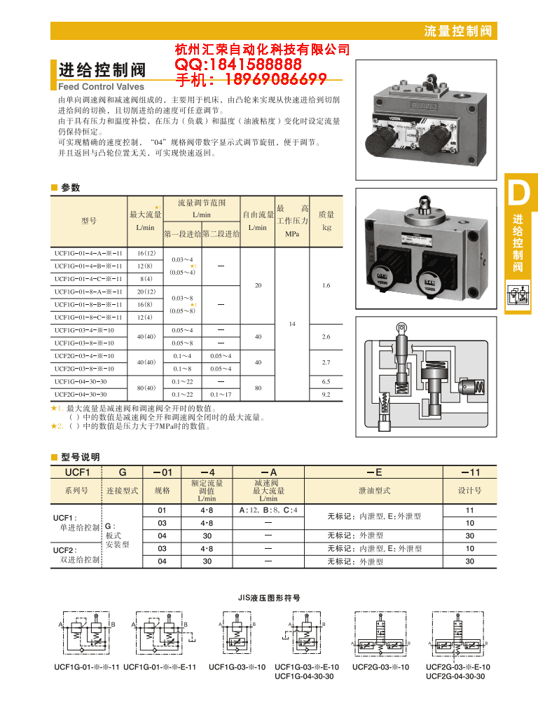 UCF1G-01-4-A-E-11进给控制阀  