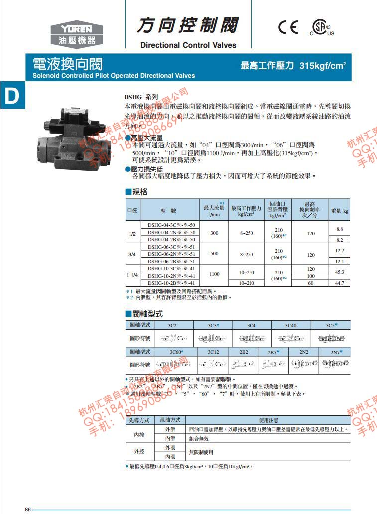 台湾油研电液换向阀